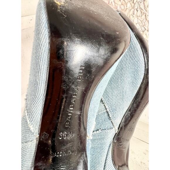 Barbara Bui Denim Lace-Up Open Toe Stilettos Ankle Boots Light Blue Women's 36.5 - Picture 9 of 10